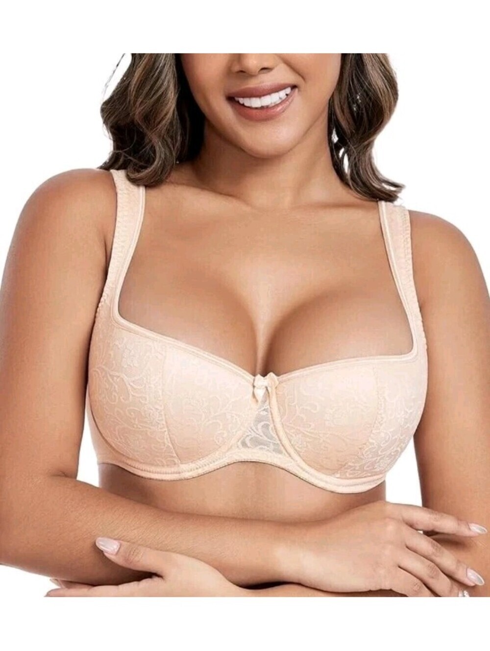 Womens Underwire Demi Bra Size 42DD Lightly Padded 42E Tan Nude Lingerie T SHIRT